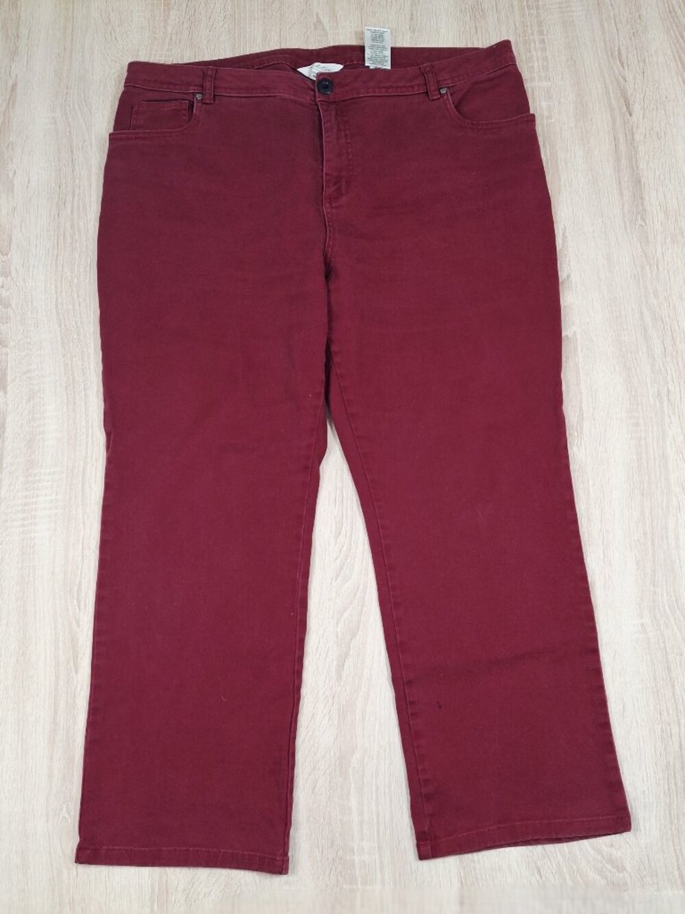 Tradition Sz 16P Cotton Burgundy Raspberry Red Boot Cut Jean Pants Trousers
